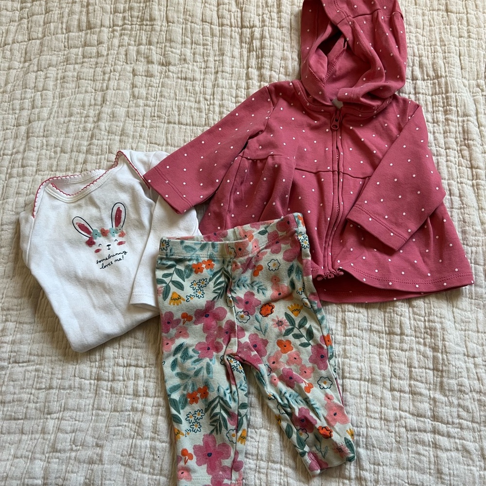 Pink Polka Dot Jacket and Floral Leggings Easter set